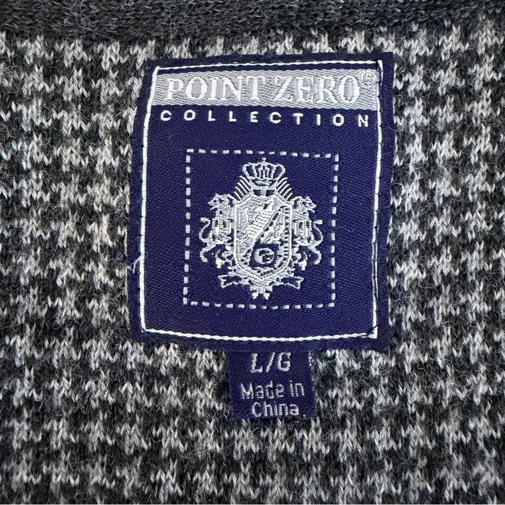 POINT ZERO COLLECTION Grey Merino Blend V-Neck Knit Sweater Large - Picture 10 of 14